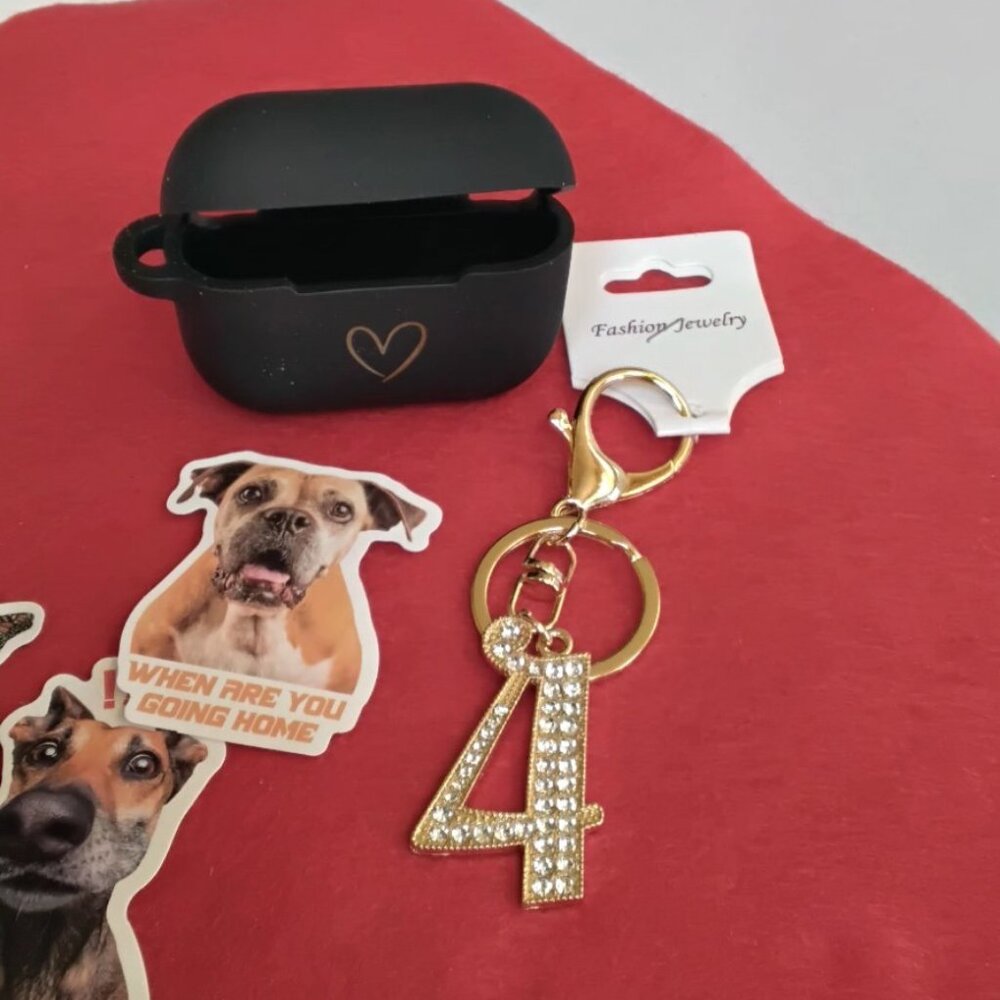 Numeric Key Chain/Ring Accessory Kit's Gold tone Rhinestones #4